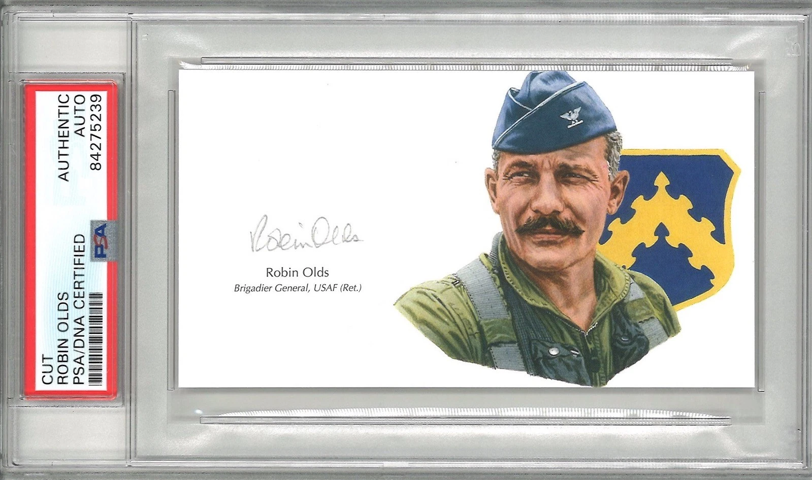 Robin Olds Signed Cut Signature PSA/DNA Triple Ace GOE Brig General