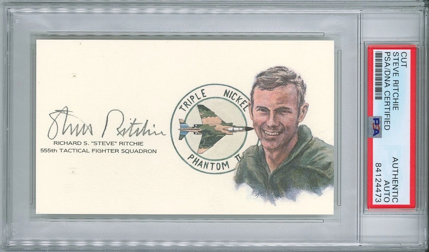 Steve Ritchie Signed Cut Signature PSA/DNA Vietnam Ace GOE