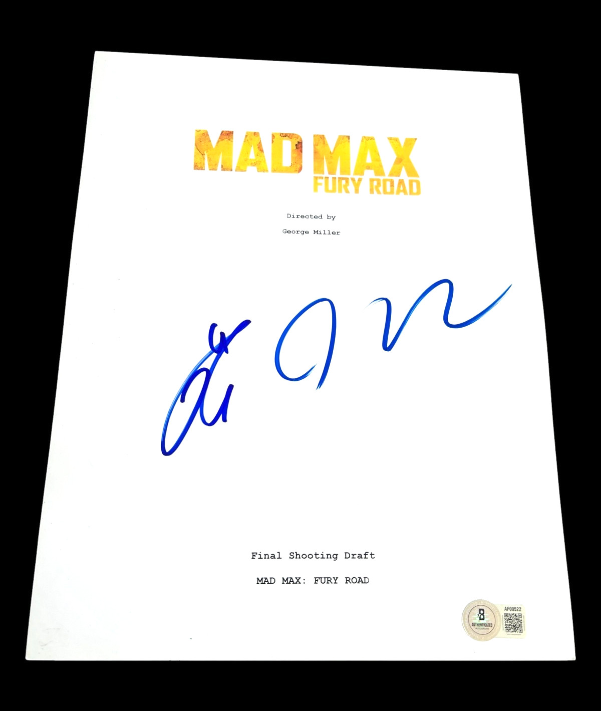 TOM HARDY GEORGE MILLER SIGNED AUTOGRAPH MAD MAX FURY ROAD SCRIPT BECKETT BAS D