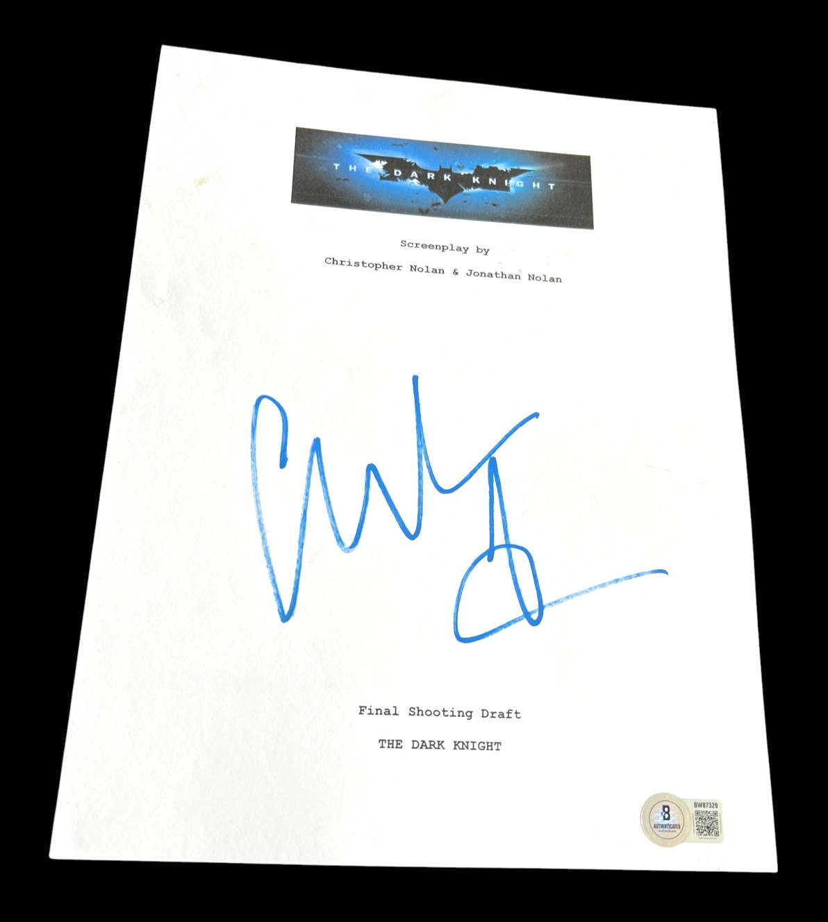 CHRISTIAN BALE SIGNED AUTOGRAPH MOVIE SCRIPT THE DARK KNIGHT BECKETT BAS COA E