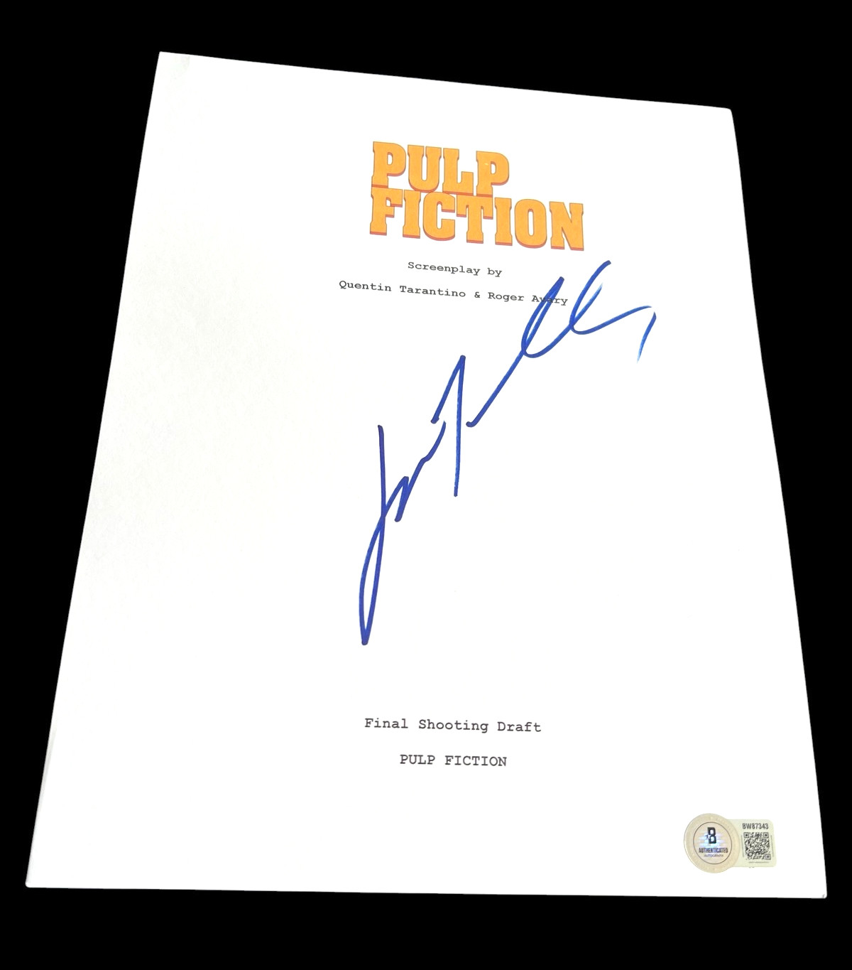 JOHN TRAVOLTA SIGNED AUTOGRAPH MOVIE SCRIPT PULP FICTION BECKETT BAS AUTO E