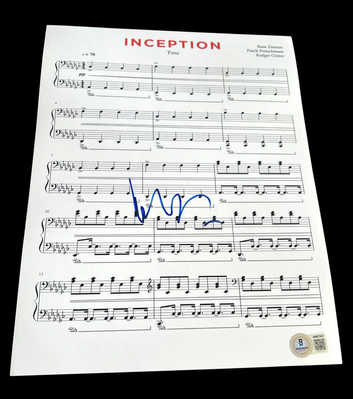 HANS ZIMMER SIGNED AUTOGRAPH SHEET MUSIC INTERSTELLAR BECKETT BAS AUTO COA D
