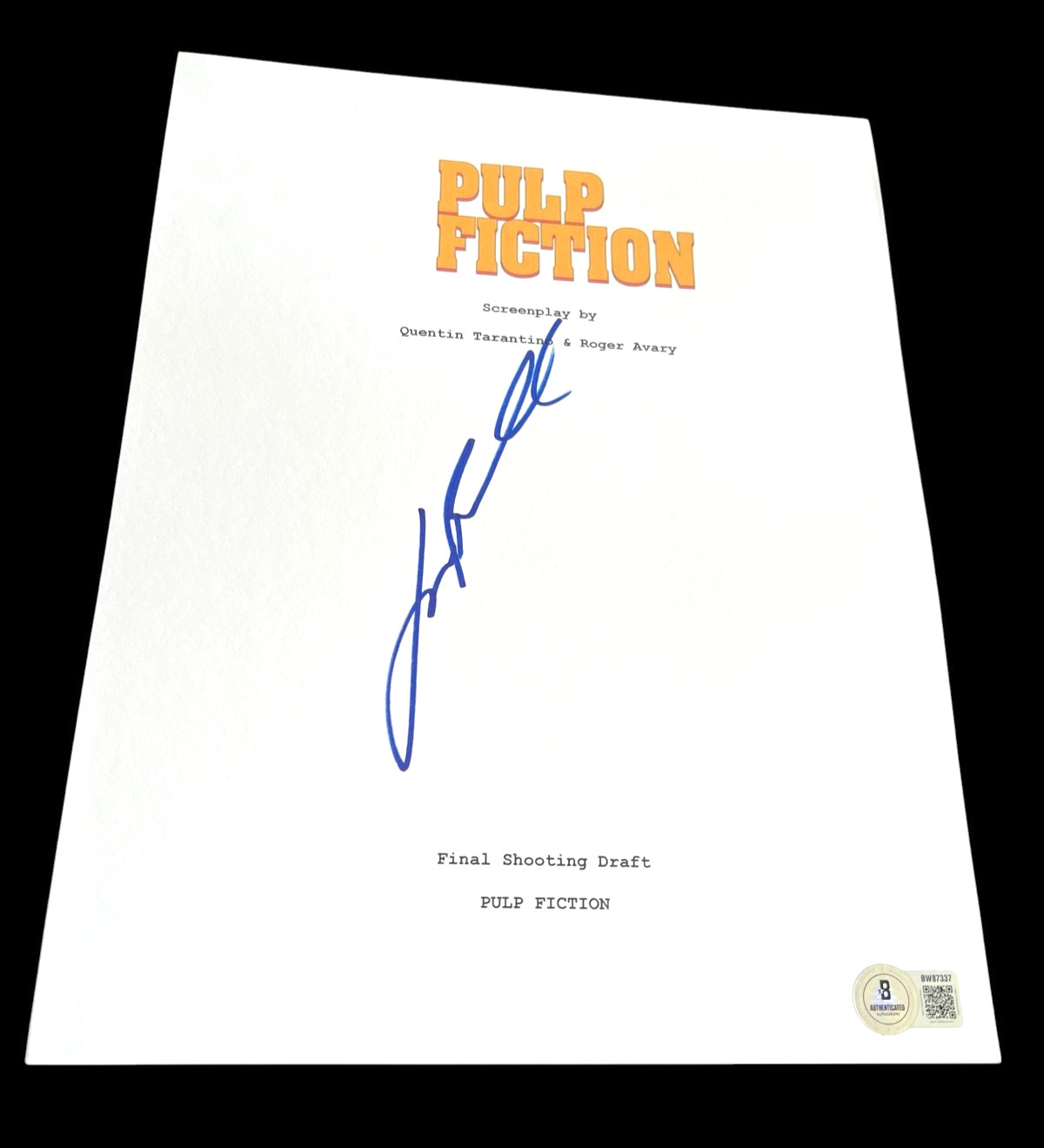 JOHN TRAVOLTA SIGNED AUTOGRAPH MOVIE SCRIPT PULP FICTION BECKETT BAS AUTO E