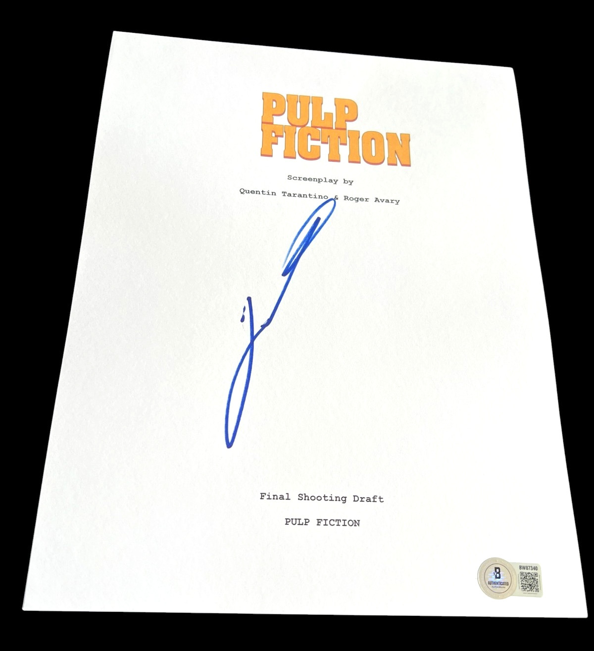 JOHN TRAVOLTA SIGNED AUTOGRAPH MOVIE SCRIPT PULP FICTION BECKETT BAS AUTO X1