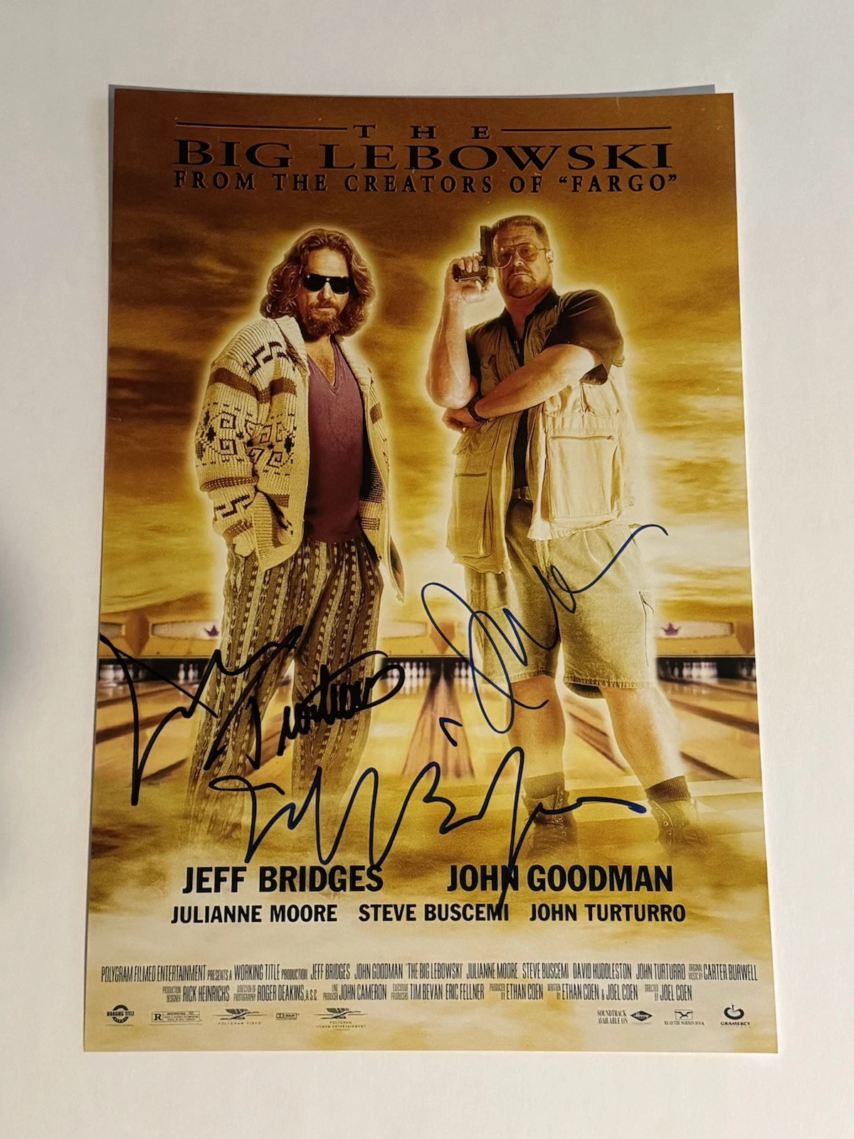 THE BIG LEBOWSKI CAST SIGNED 12x18 POSTER PHOTO AUTOGRAPHED JEFF BRIDGES +2 COA