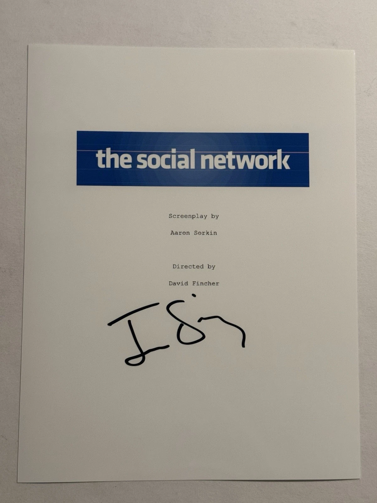 JESSE EISENBERG SIGNED SCRIPT COVER ACTOR AUTOGRAPHED THE SOCIAL NETWORK COA
