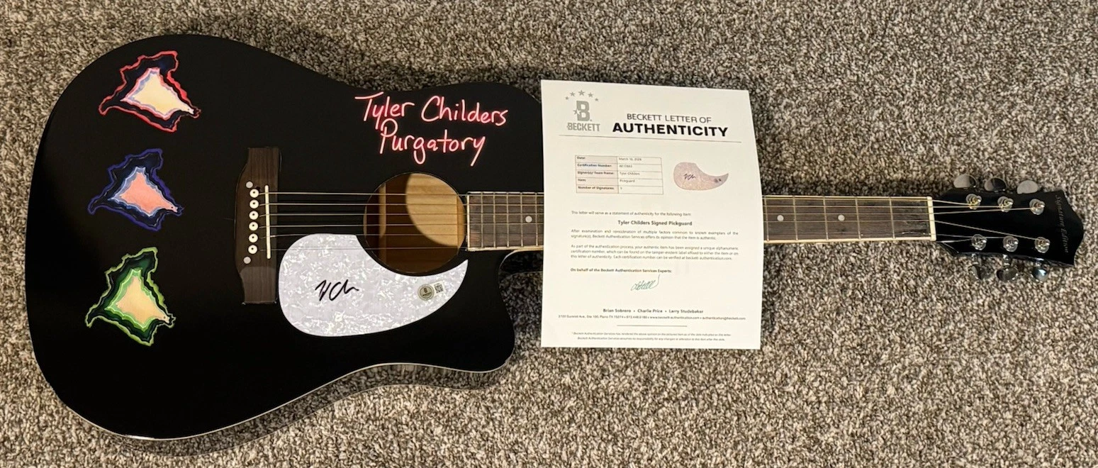 TYLER CHILDERS SIGNED CUSTOM ACOUSTIC GUITAR COUNTRY MUSIC AUTOGRAPHED BAS COA