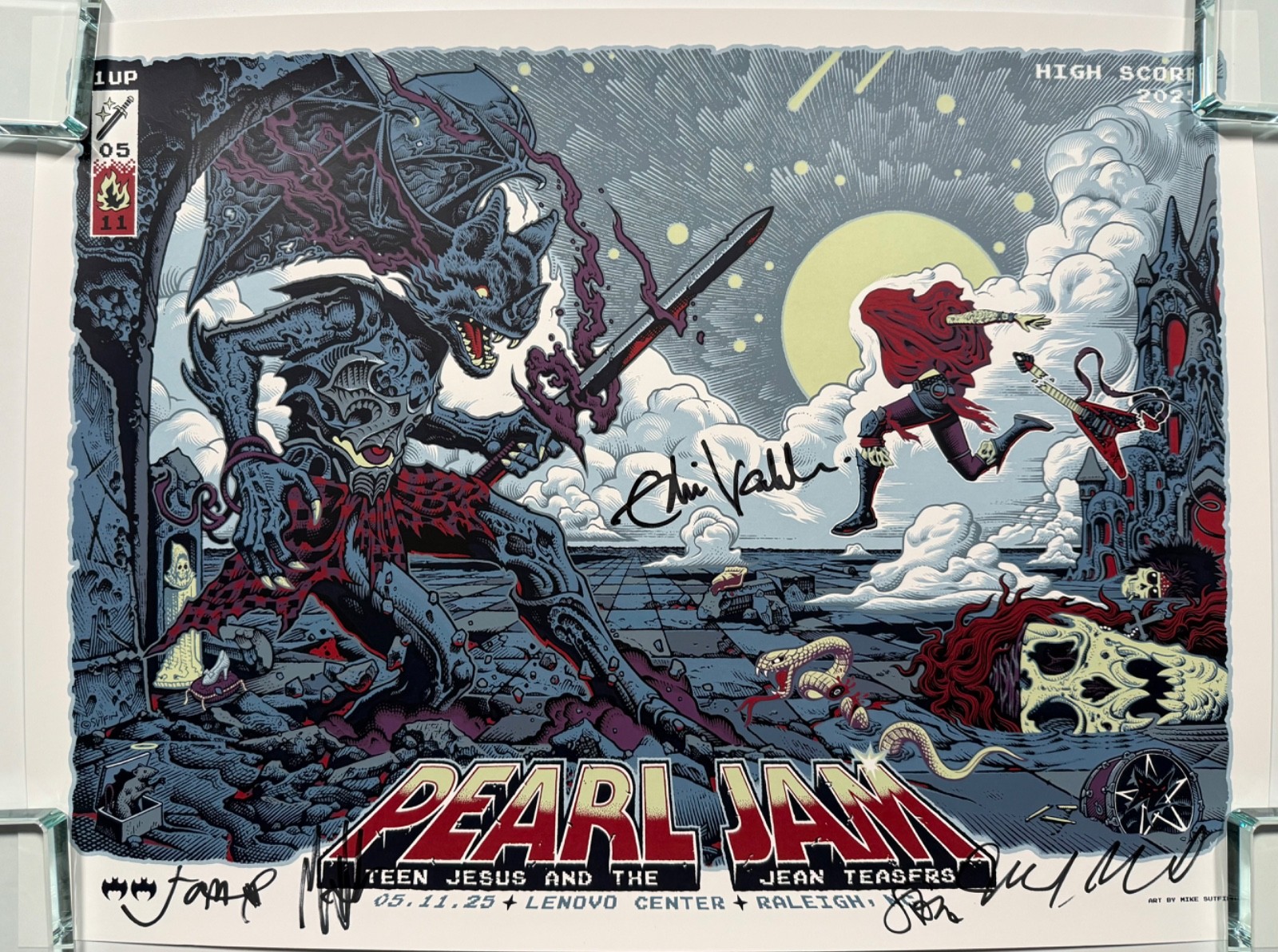 Pearl Jam JSA Fully Signed Autograph Lithograph Concert Poster Raliegh 2025