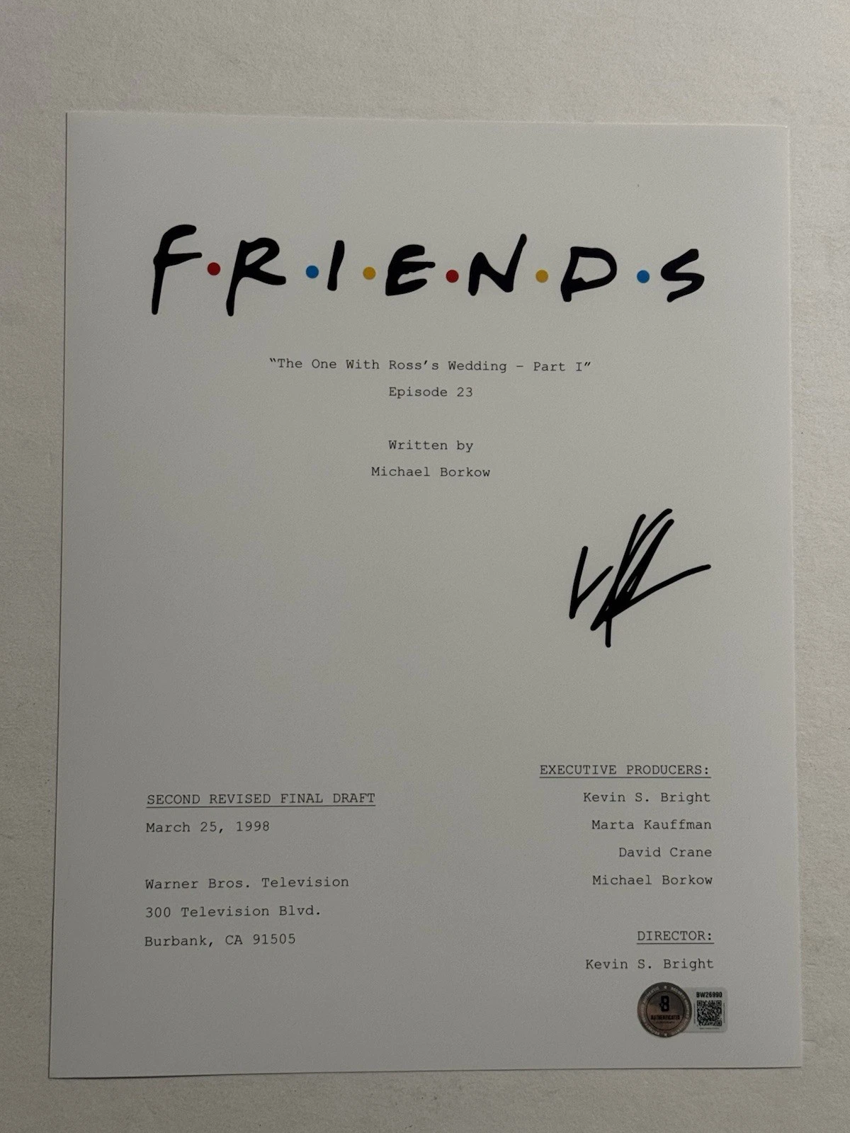 LISA KUDROW SIGNED SCRIPT COVER AUTOGRAPHED FRIENDS  SHOW ACTRESS PHOEBE BAS COA