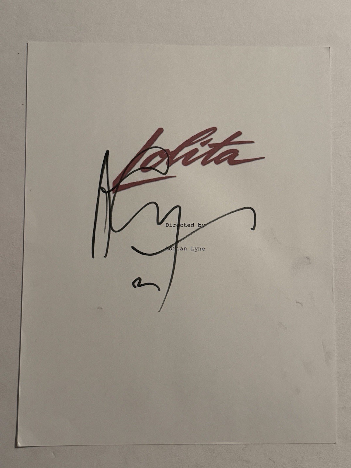 ADRIAN LYNE SIGNED SCRIPT COVER AUTOGRAPHED LOLITA MOVIE DIRECTOR RARE COA
