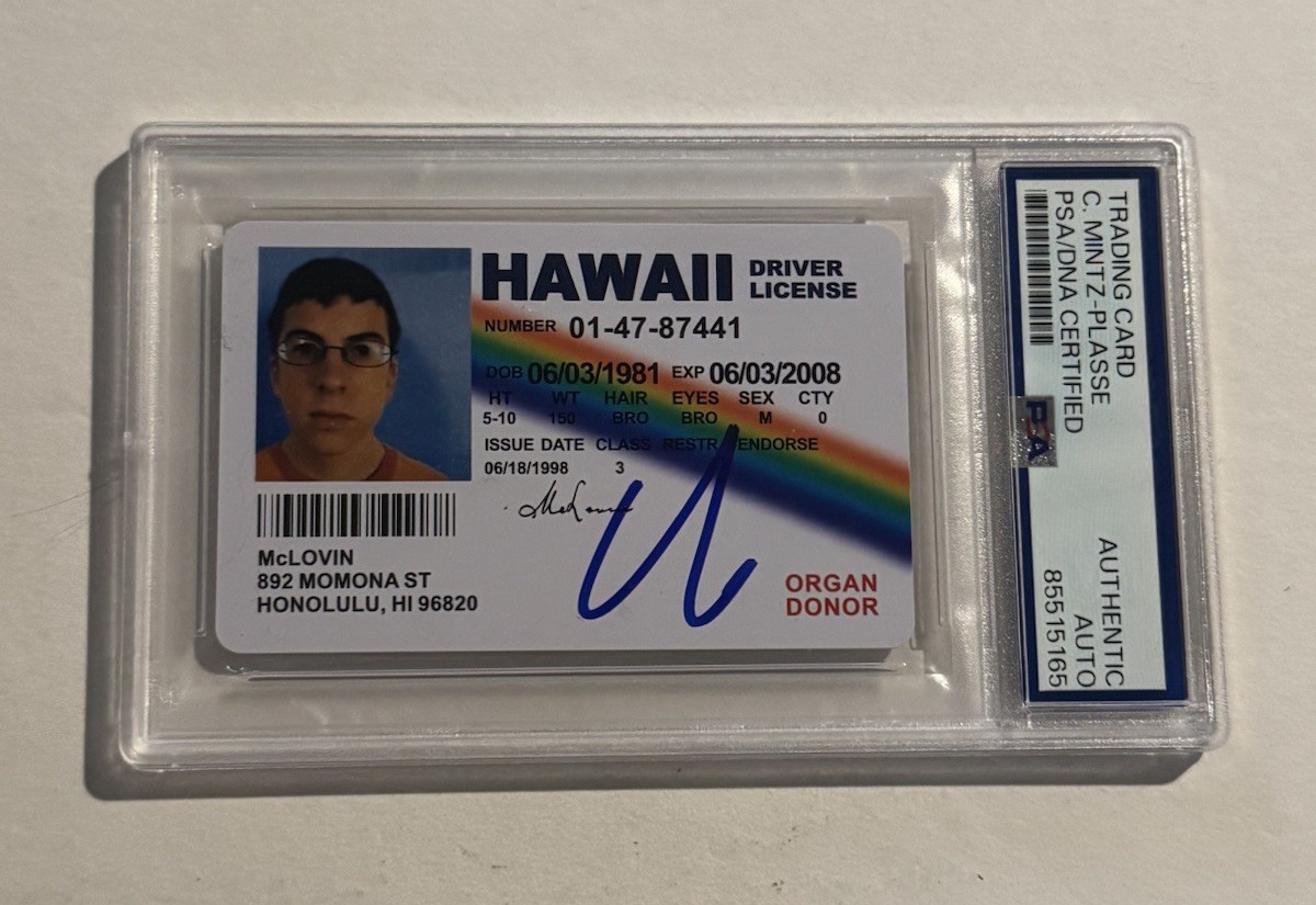 McLovin Fake ID Superbad Signed Auto PSA/DNA Slabbed Christopher Mintz-Plasse