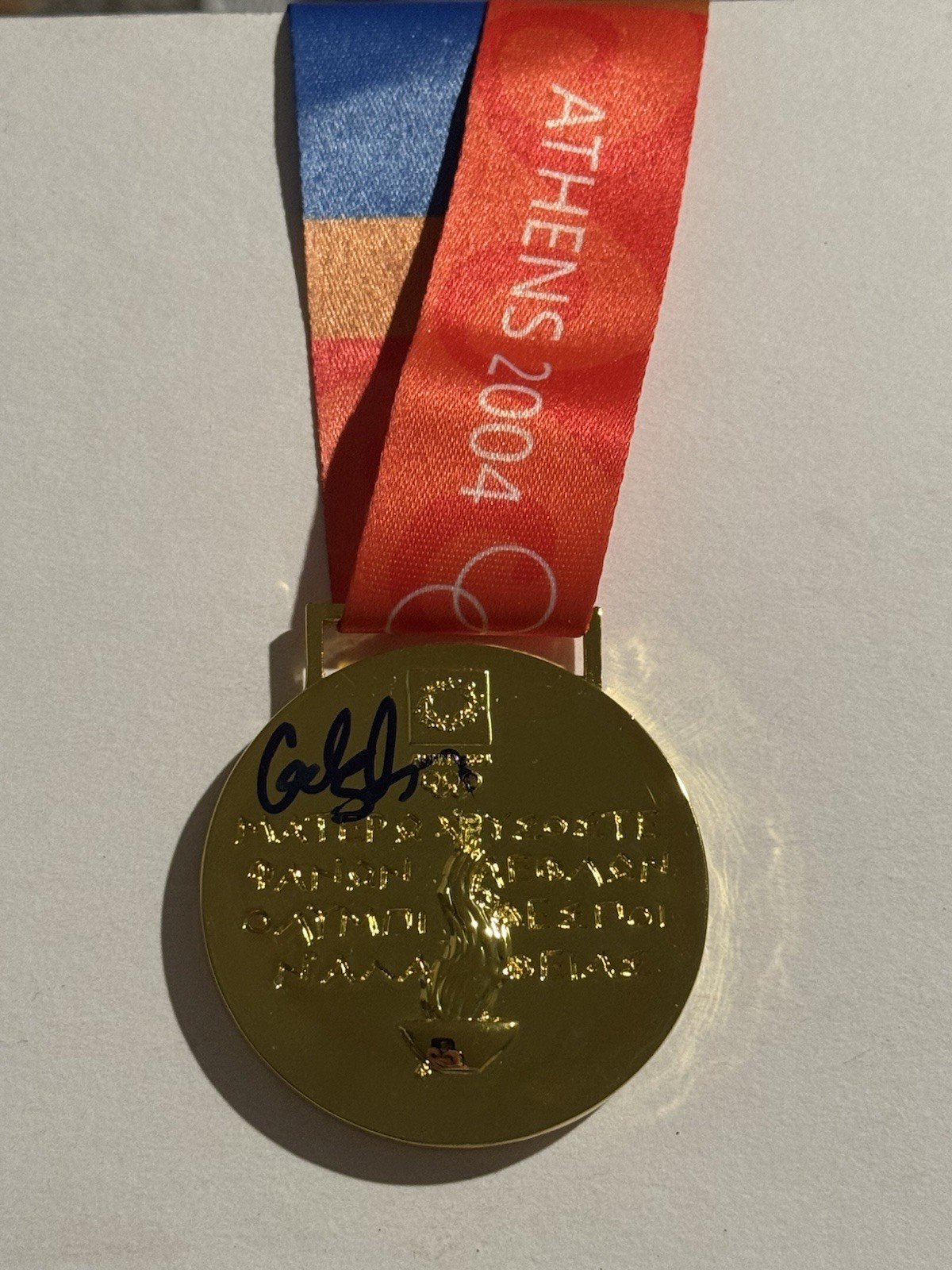 CAEL SANDERSON SIGNED MEDAL USA OLYMPICS WRESTLING AUTOGRAPHED ATHENS COA
