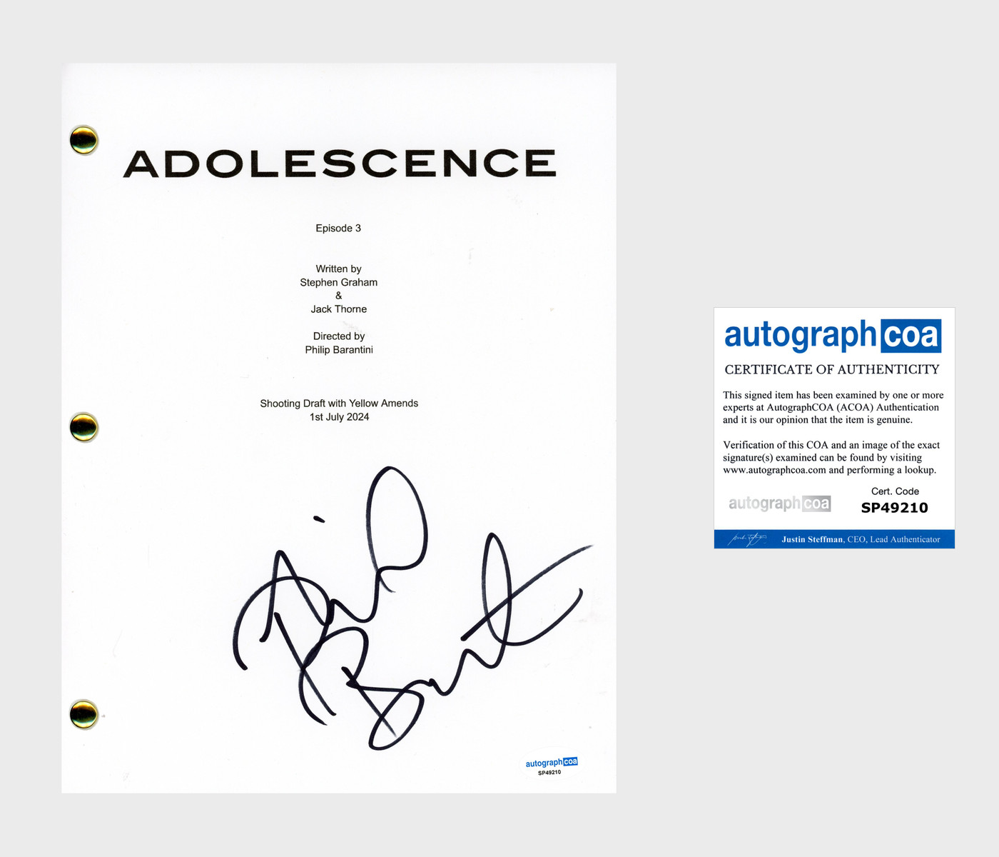 Philip Barantini 'Adolescence' Director Signed Full Episode Script ACOA