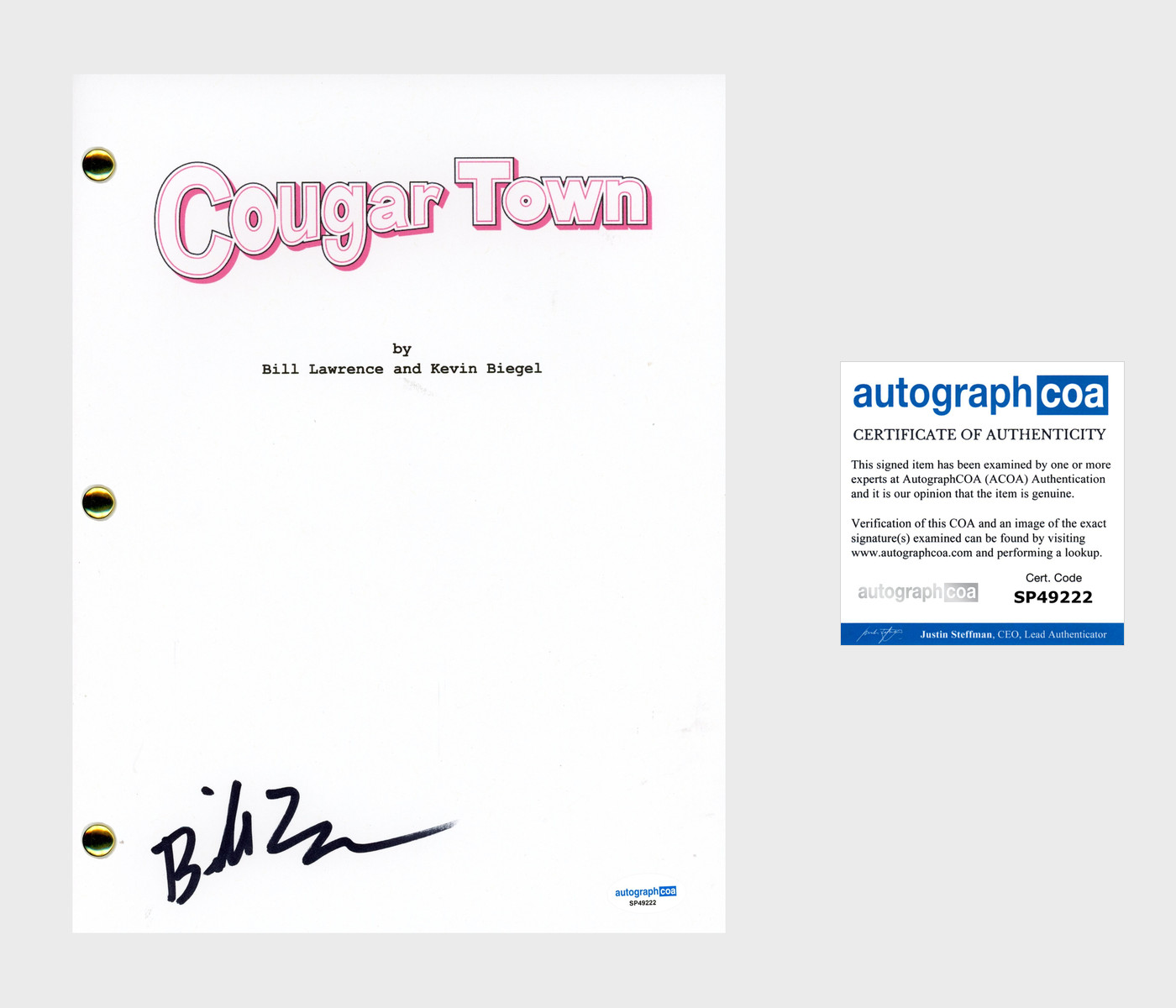 Bill Lawrence 'Cougar Town' Writer Signed Full Episode Script ACOA
