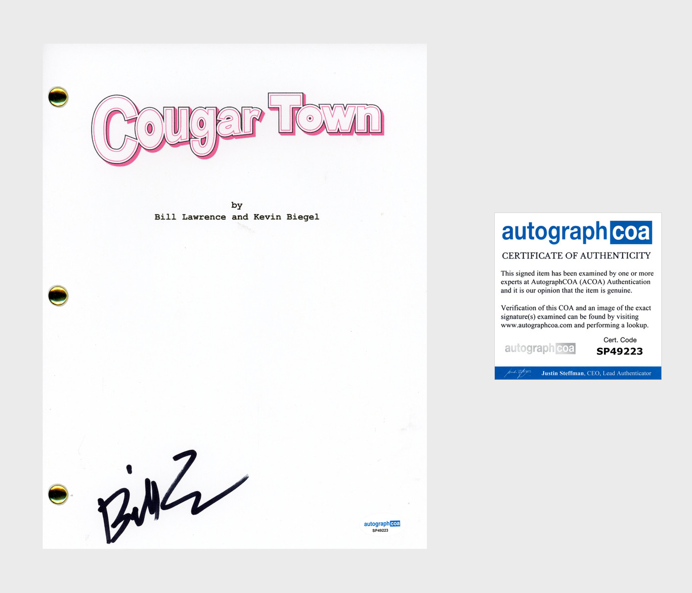 Bill Lawrence 'Cougar Town' Writer Signed Full Episode Script ACOA