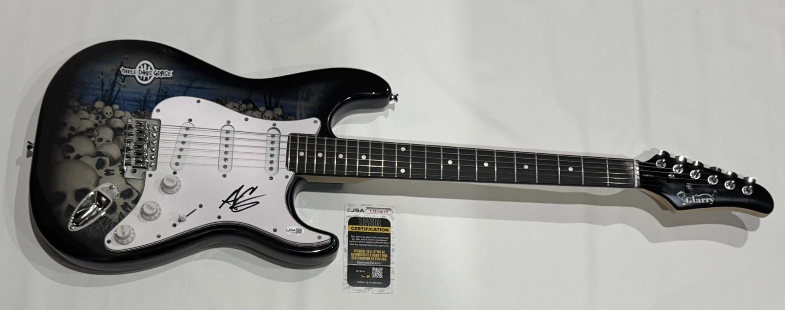 ADAM GONTIER SIGNED SKULL ELECTRIC GUITAR THREE DAYS GRACE JSA COA