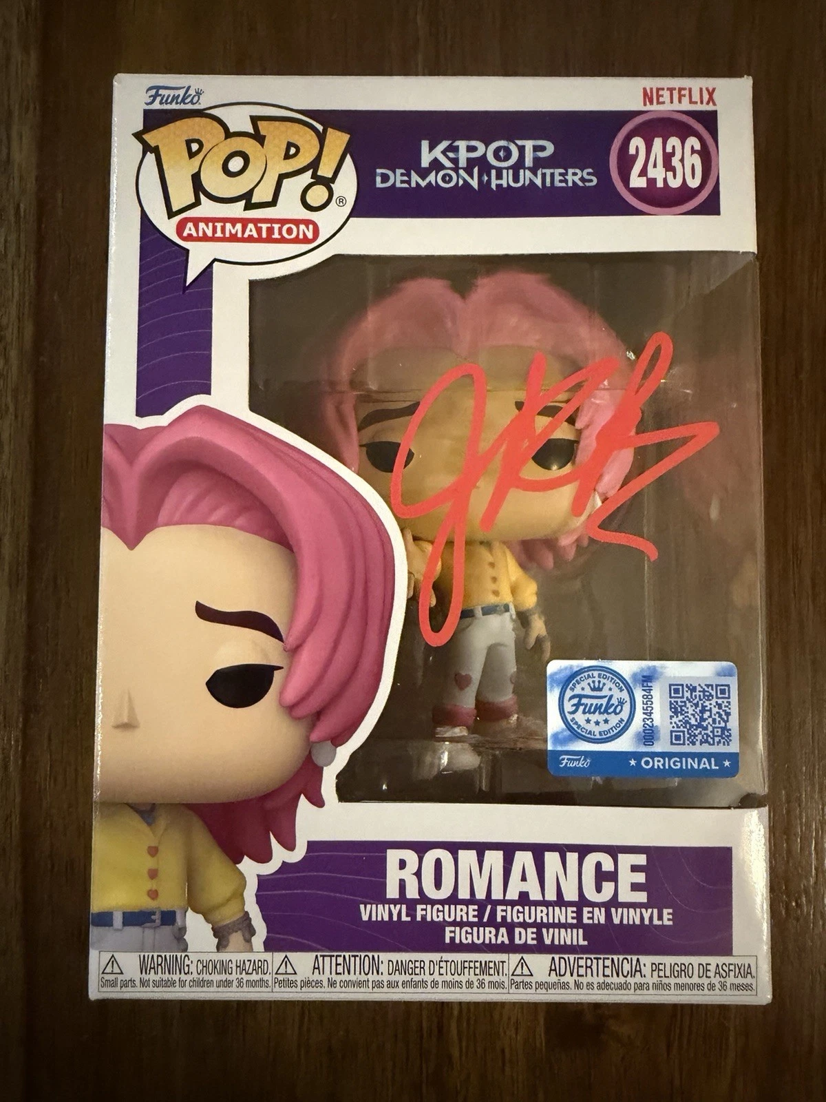JOEL KIM BOOSTER ‘K-POP DEMON HUNTERS’ SIGNED FUNKO POP ‘ROMANCE SAJA’ BECKETT COLLECTIBLE MEMORABILIA
