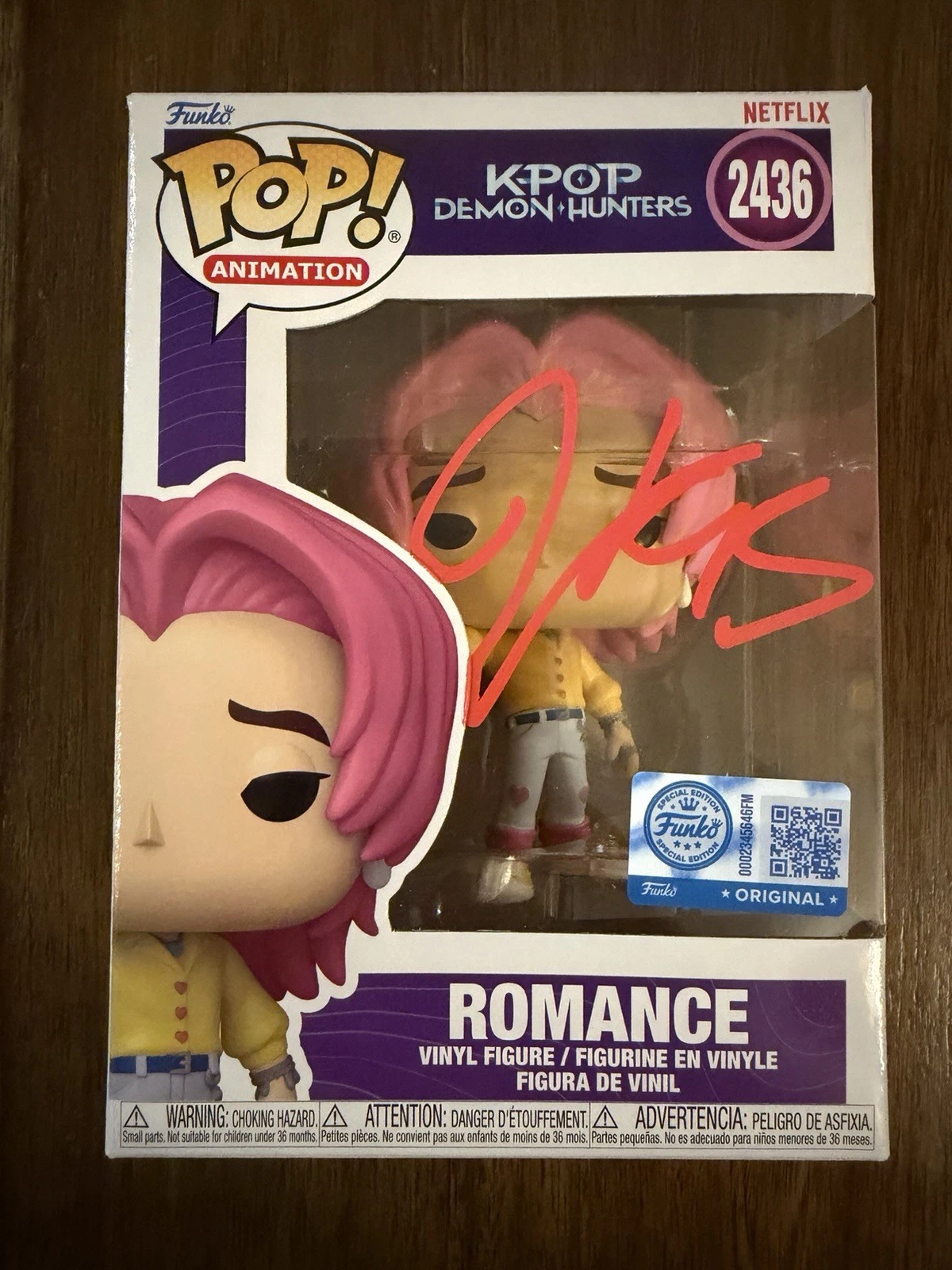 JOEL KIM BOOSTER ‘K-POP DEMON HUNTERS’ SIGNED FUNKO POP ‘ROMANCE SAJA’ BECKETT COLLECTIBLE MEMORABILIA