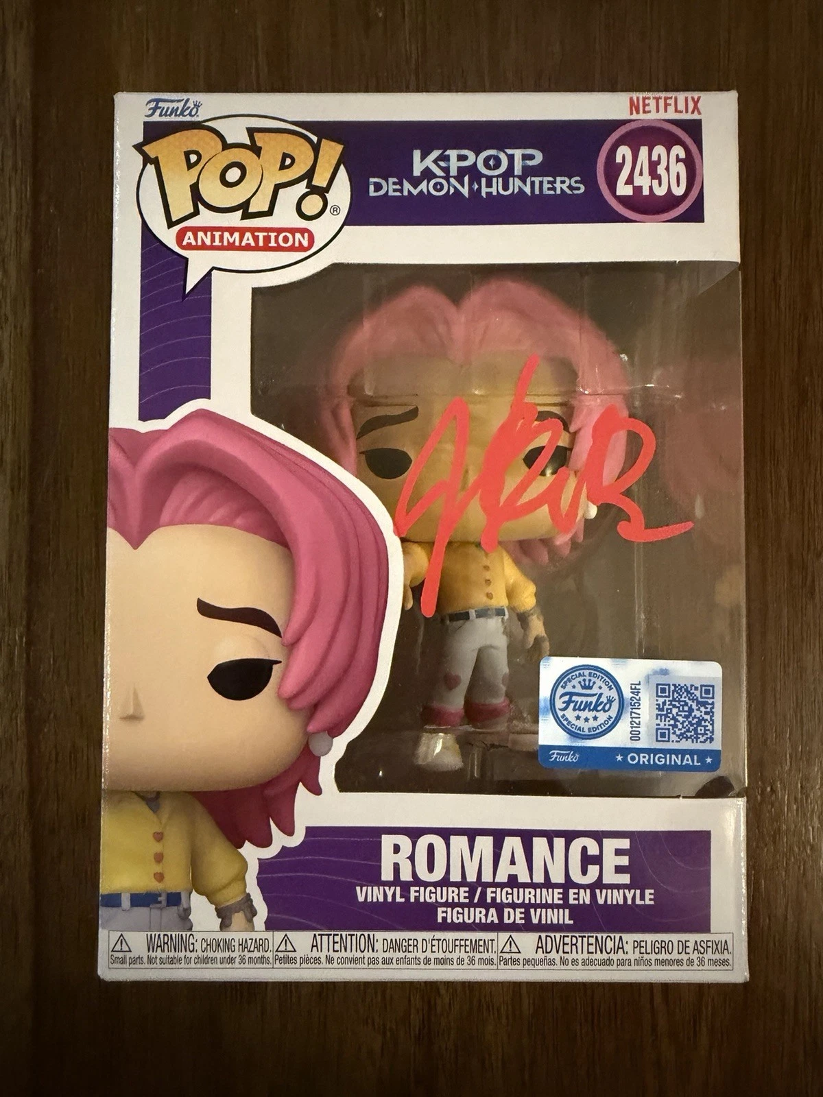 JOEL KIM BOOSTER ‘K-POP DEMON HUNTERS’ SIGNED FUNKO POP ‘ROMANCE SAJA’ BECKETT COLLECTIBLE MEMORABILIA