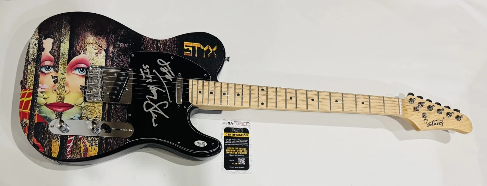 STYX SIGNED CUSTOM GRAND ILLUSION GUITAR TOMMY SHAW JAMES YOUNG  JSA COA