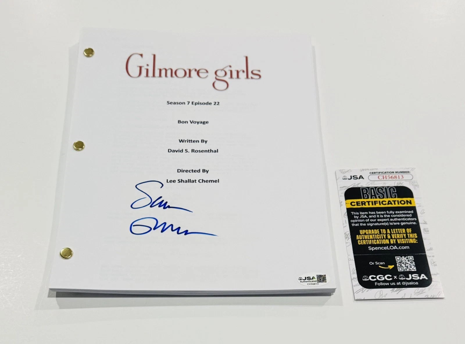 SEAN GUNN SIGNED GILMORE GIRLS SERIES FINALE TRANSCRIPT AUTOGRAPHED JSA COA