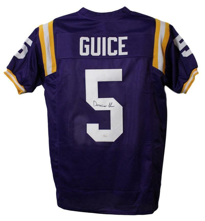 Derrius Guice Autographed/Signed College Style XL Purple Jersey JSA 21988