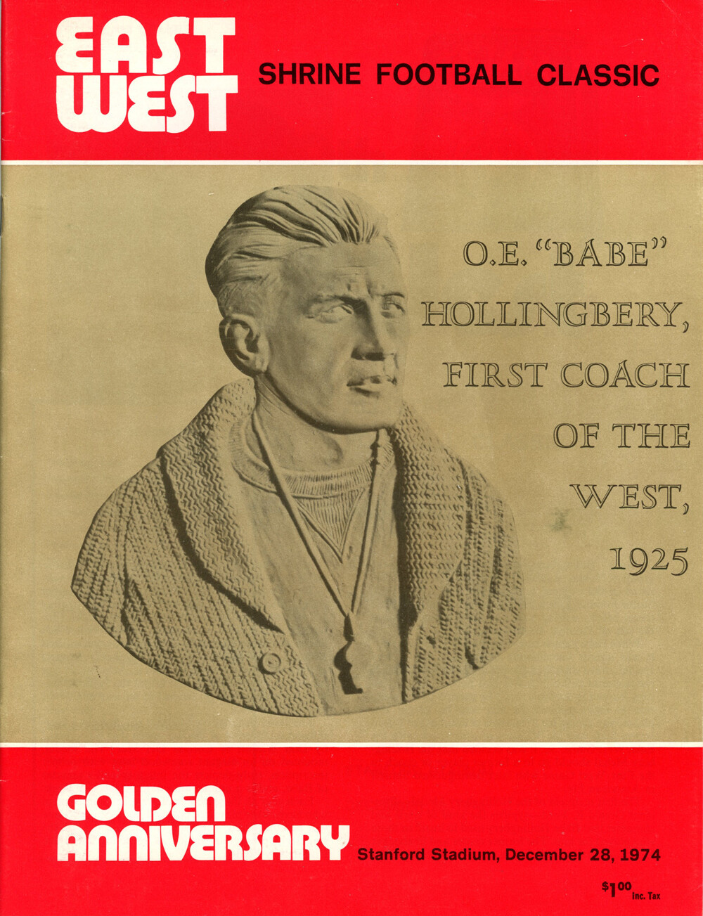 East Weat Shrine Game 12/28/1974 Program Golden Anniversary 38387