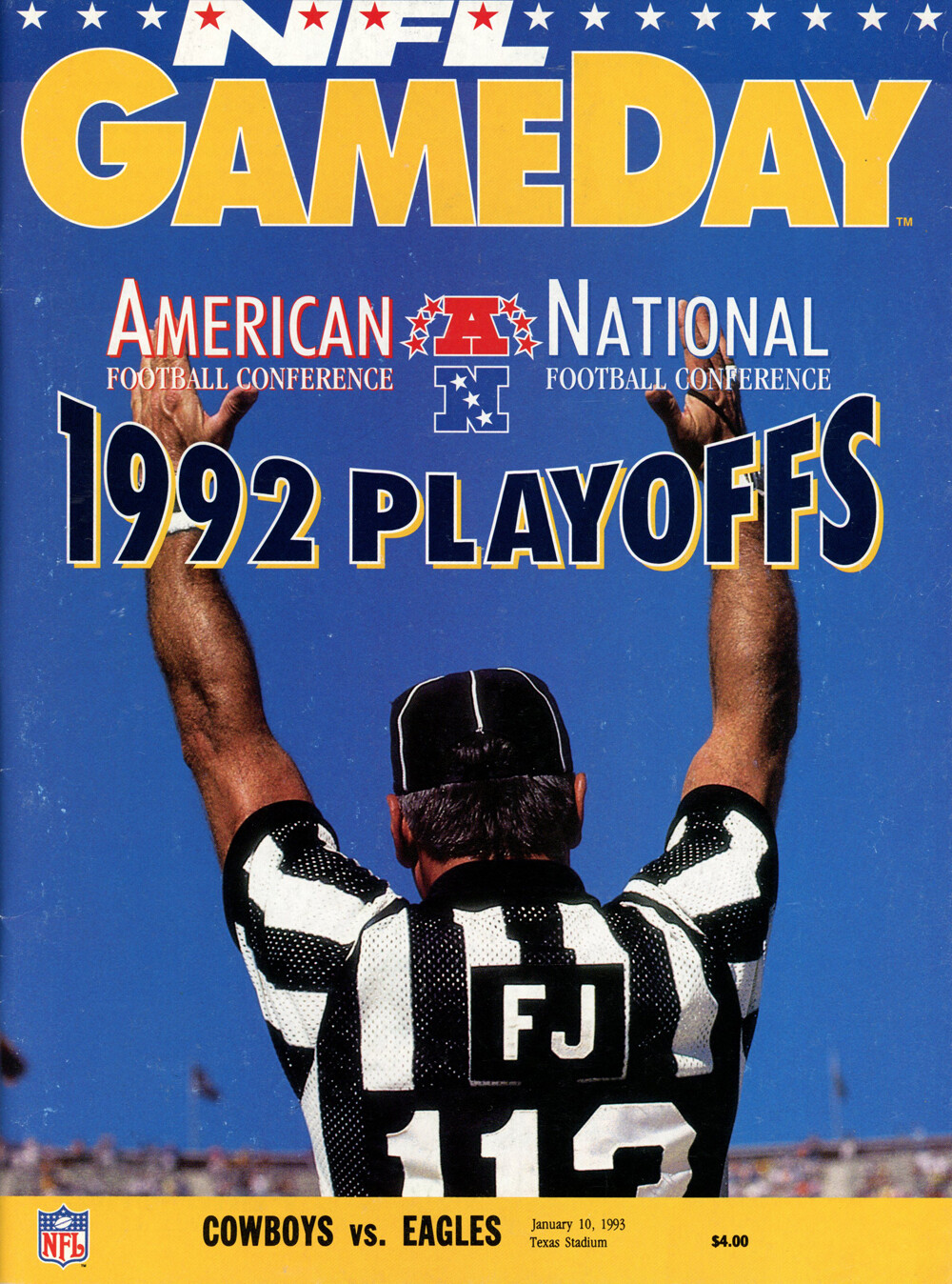 NFL Gameday Magazine 1/10/1993 Dallas Cowboys vs Philadelphia Eagles 38335