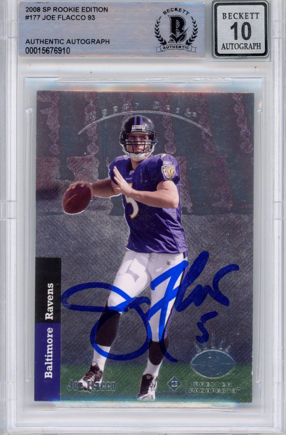Joe Flacco Autographed  2008 SP #177 (Grade 10) Beckett Slabbed 39906