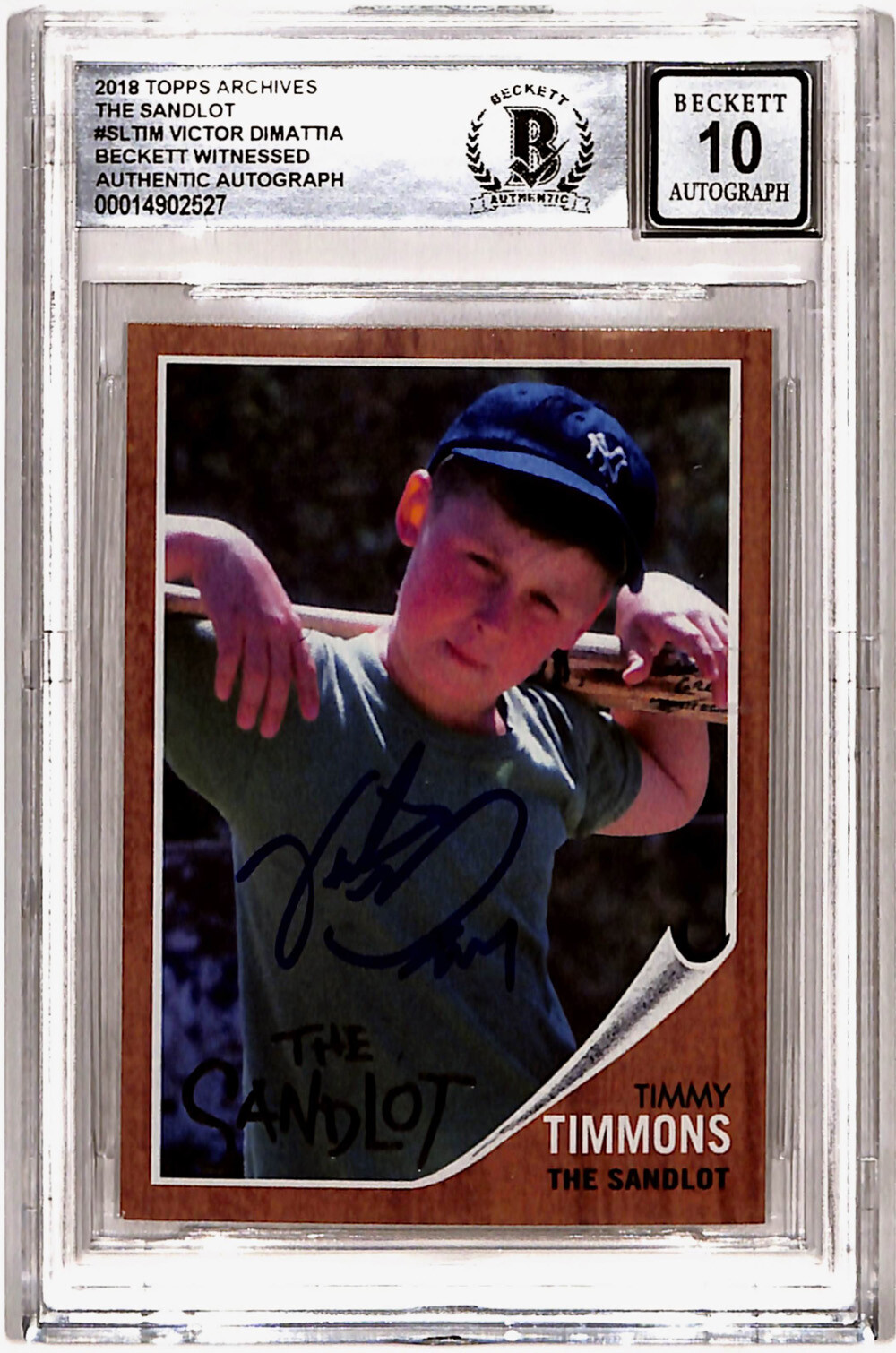 VICTOR DIMATTIA SIGNED 2018 TOPPS ARCHIVES “SANDLOT” TRADING CARD BAS 10 SLAB COLLECTIBLE MEMORABILIA