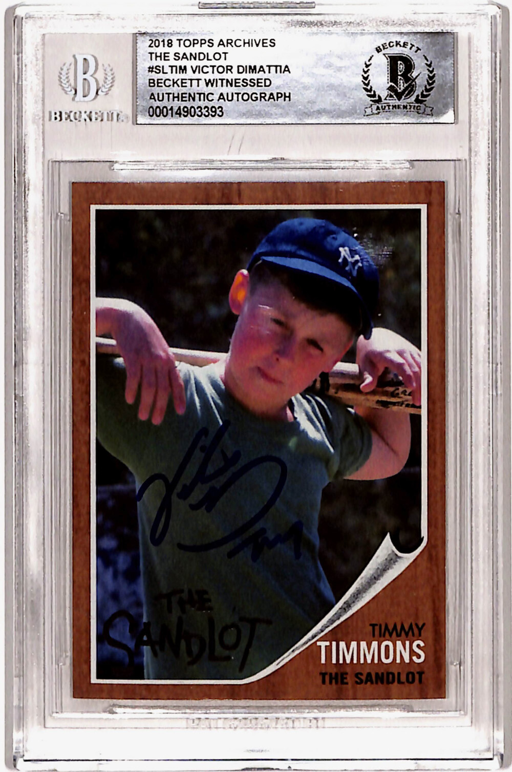 VICTOR DIMATTIA SIGNED 2018 TOPPS ARCHIVES “SANDLOT” TRADING CARD BAS SLAB 40780 COLLECTIBLE MEMORABILIA