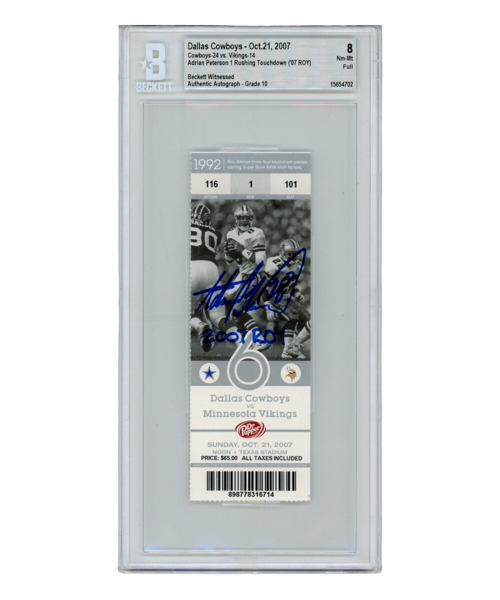 Adrian Peterson Autographed 10/21/07 