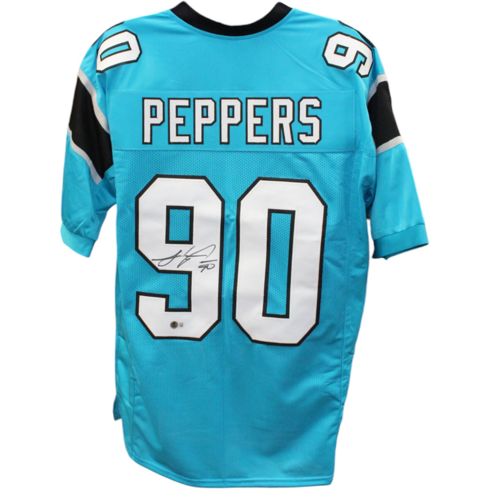 Julius Peppers Autographed/Signed Pro Style Blue Jersey Beckett 47531