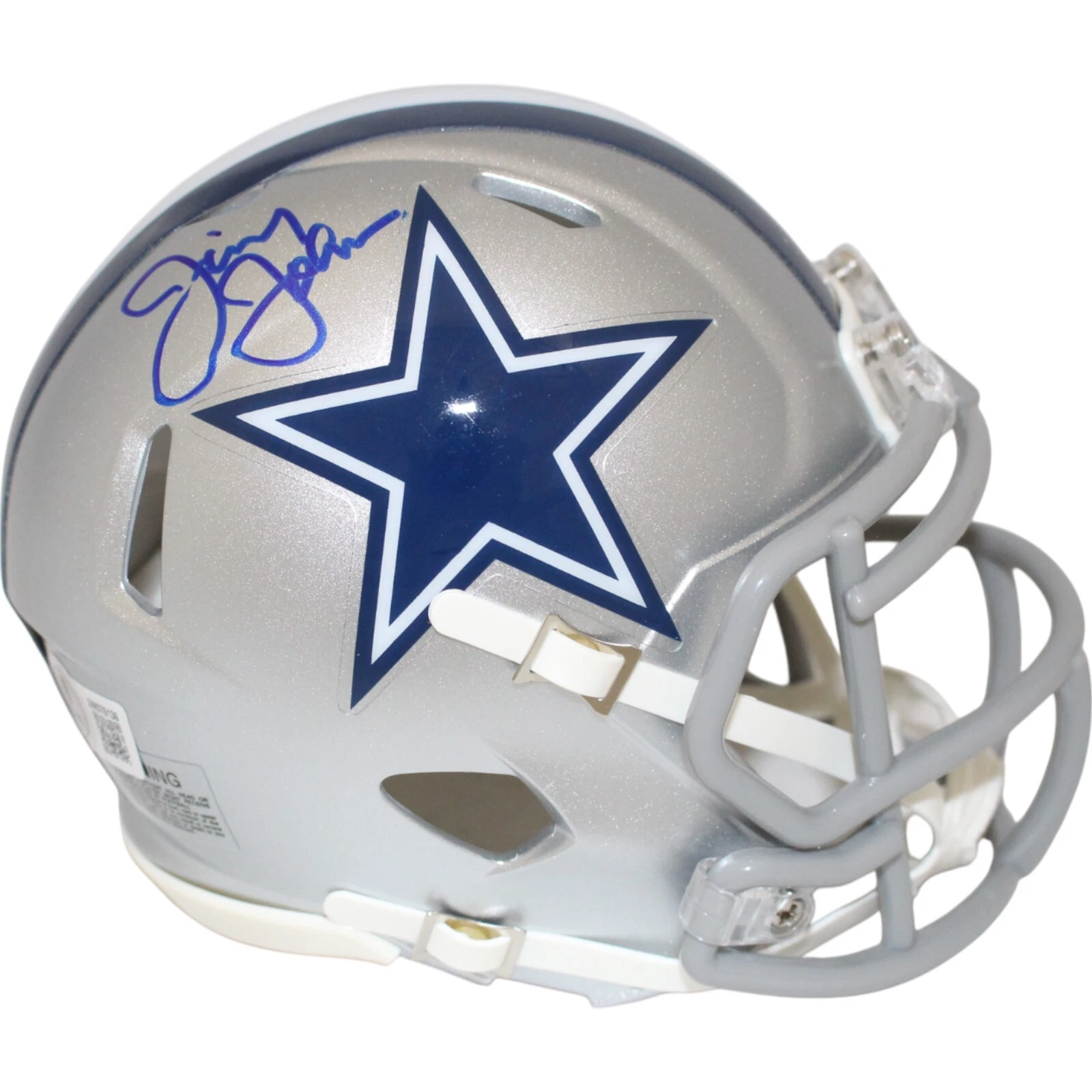 Jimmy Johnson Autographed/Signed Dallas Cowboys Speed Mini Helmet Beckett 48637