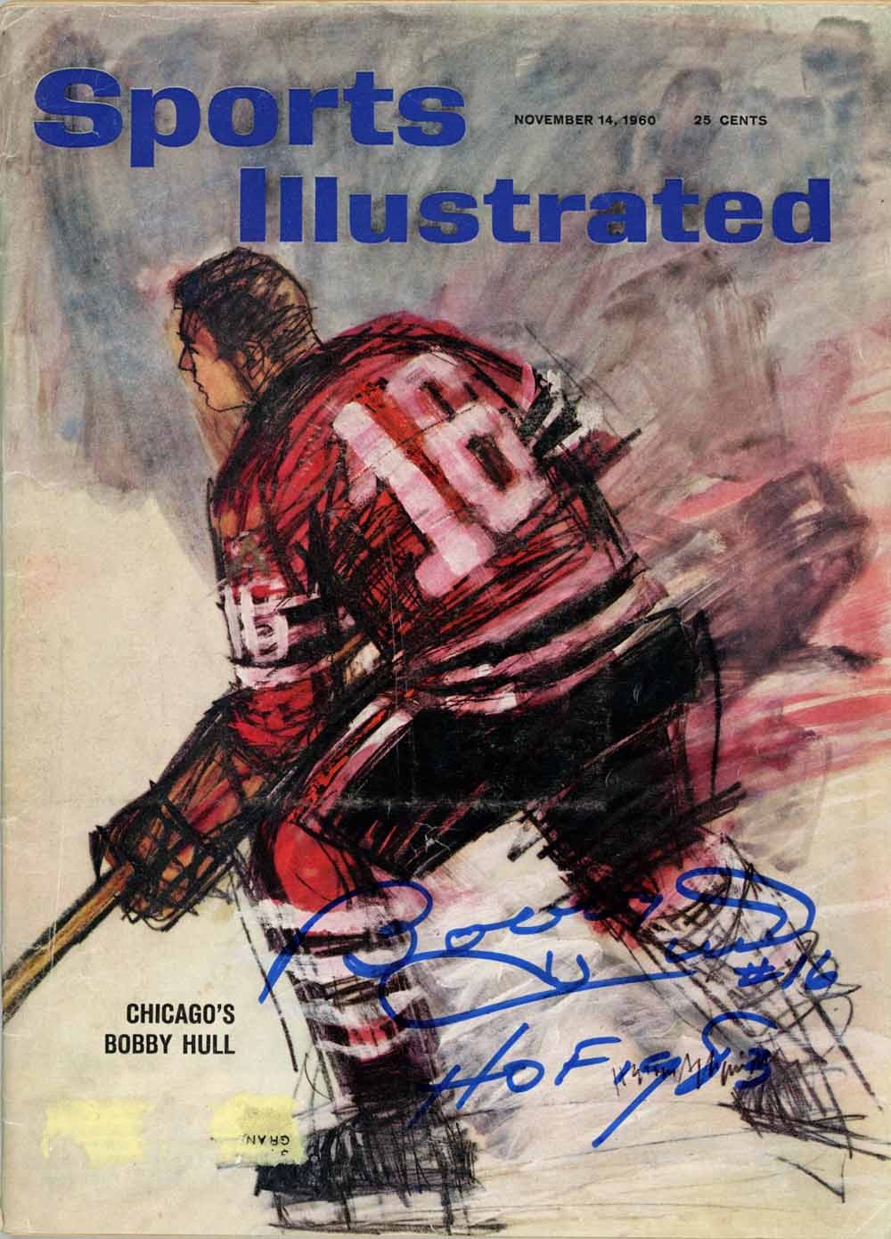 Bobby Hull Signed Magazine Blackhawks Sports Illustrated 11/14/1960 BAS 50713