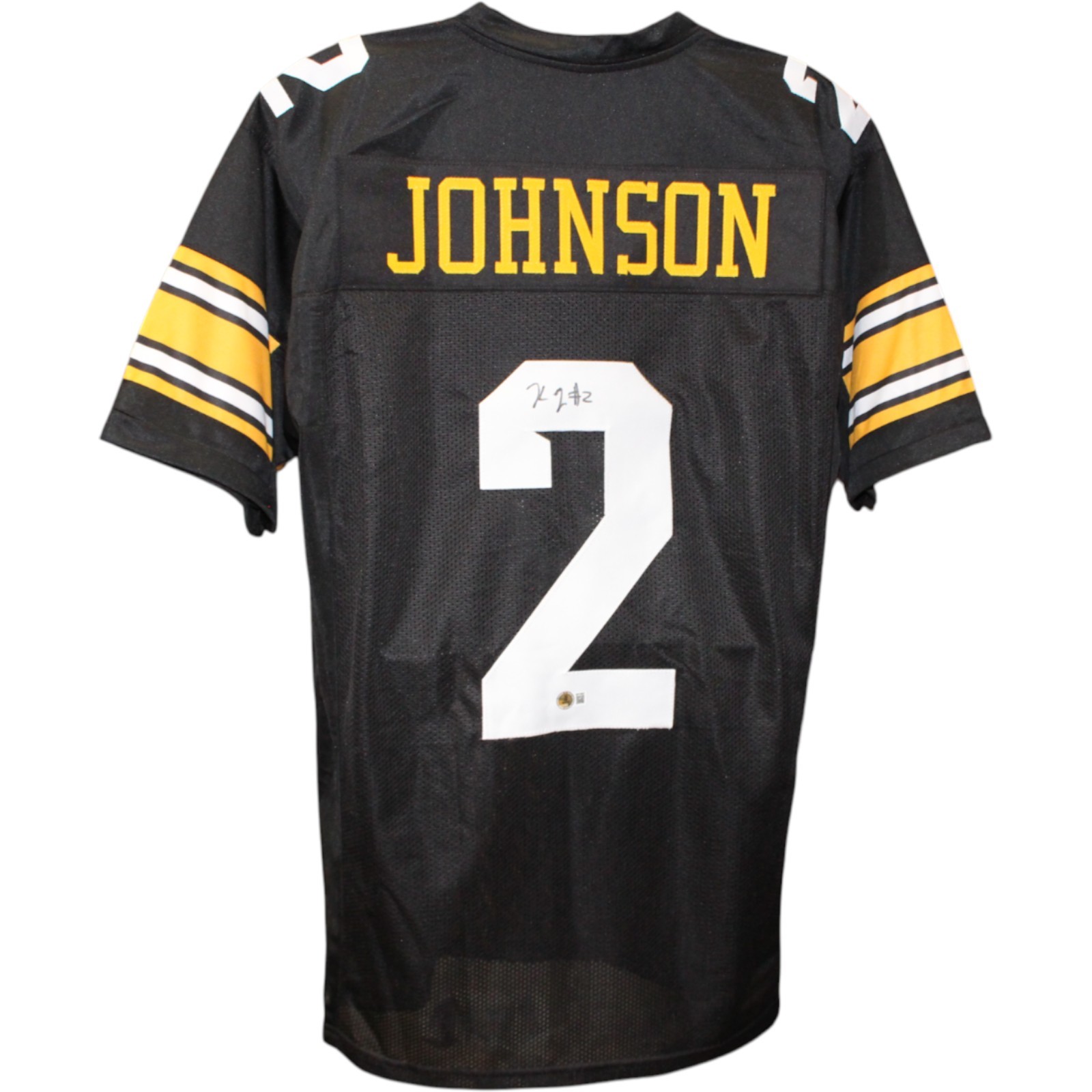 Kaleb Johnson Autographed College Style Black Sz XL Jersey Beckett Witness 51672
