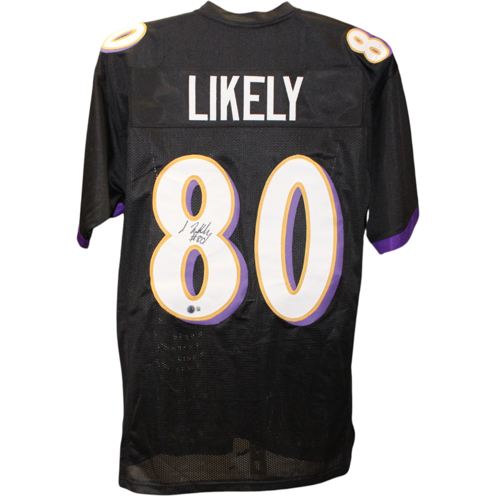Isiah Likely Autographed/Signed Pro Style Black XL Jersey Beckett Witness 51844
