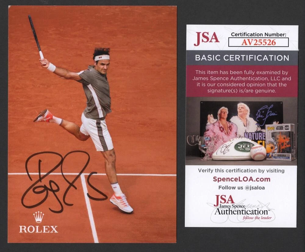 Roger Federer Signed Autograph 4x6 Photo Card - Wimbledon US Open Champ JSA COA