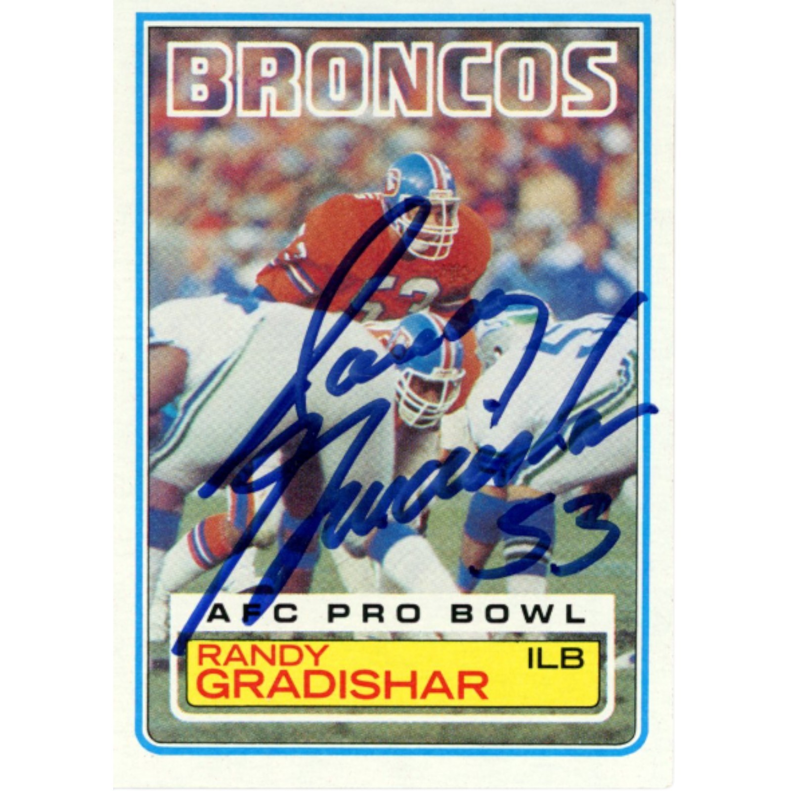 Randy Gradishar Autographed/Signed 1983 Topps #262 Trading Card Beckett 59201