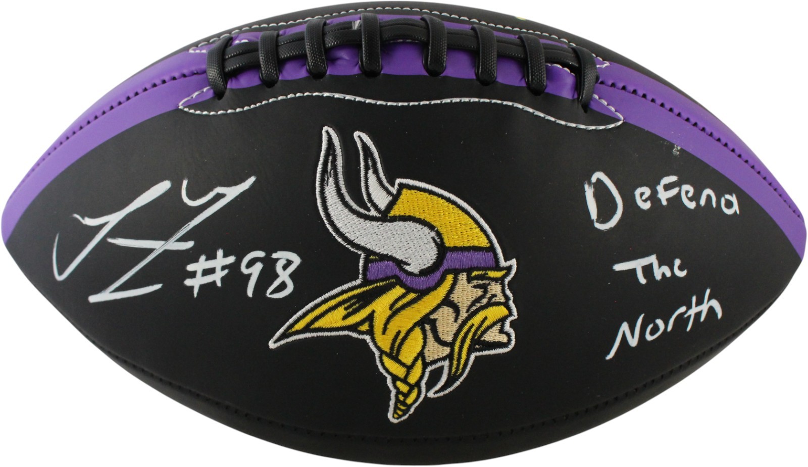 Linval Joseph Autographed Minnesota Vikings Logo Football Defend The North 59388