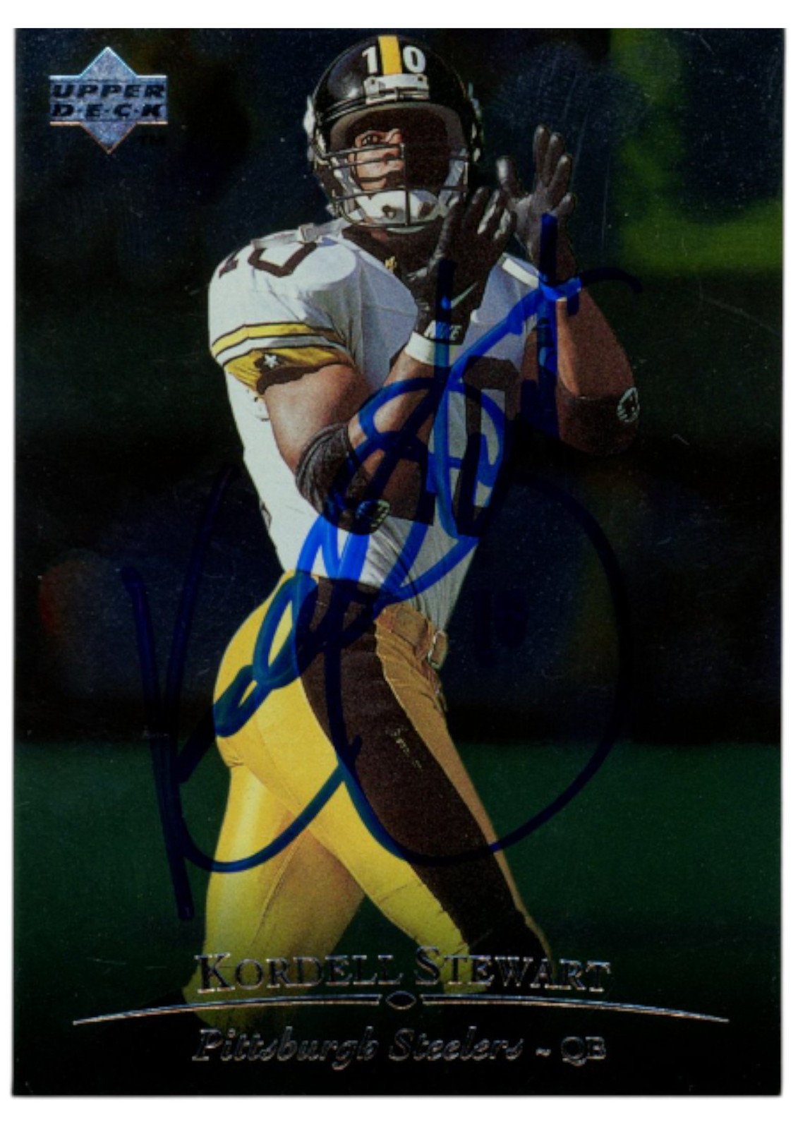 Kordell Stewart Autographed 96 UD Silver #174 Trading Card Beckett Witness 52813