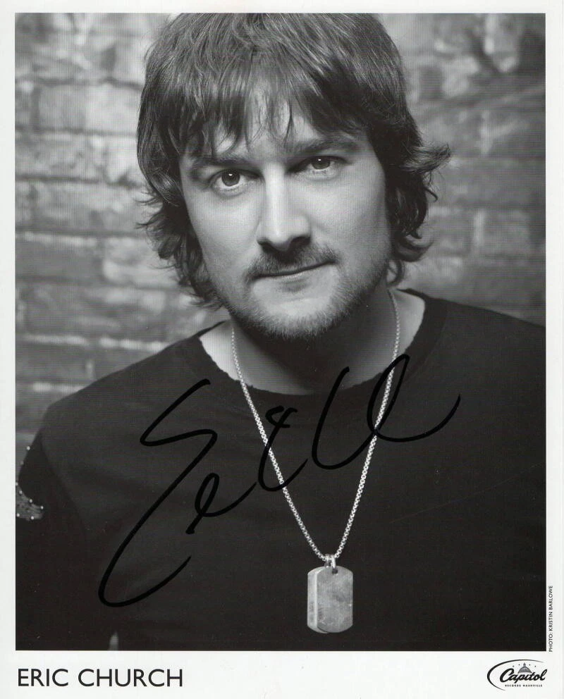 ERIC CHURCH SIGNED AUTOGRAPH 8X10 PHOTO - RARE YOUNG PROMO, CAROLINA, CHIEF ACOA