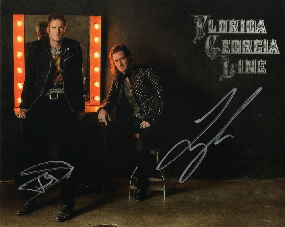 FLORIDA GEORGIA LINE SIGNED AUTOGRAPH 8X10 PHOTO - DIG YOUR ROOTS, LIFE ROLLS ON