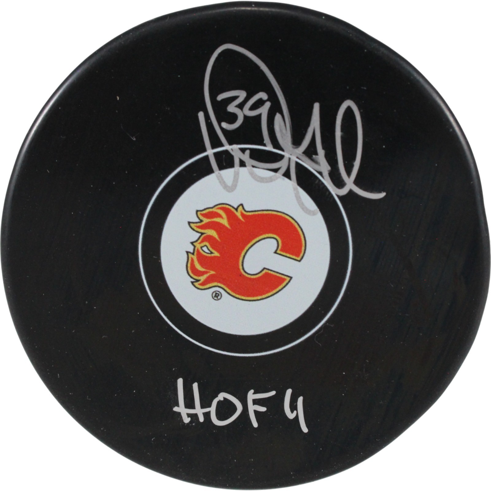 Doug Gilmour Autographed/Signed Calgary Flames Logo Puck HOF JSA 53956