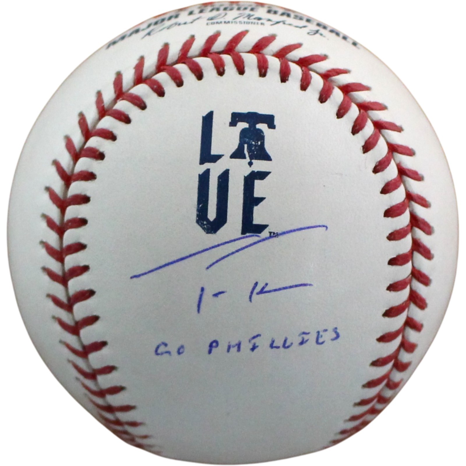 Trea Turner Autographed Philadelphia Phillies OML Baseball Insc. Fanatics 54548