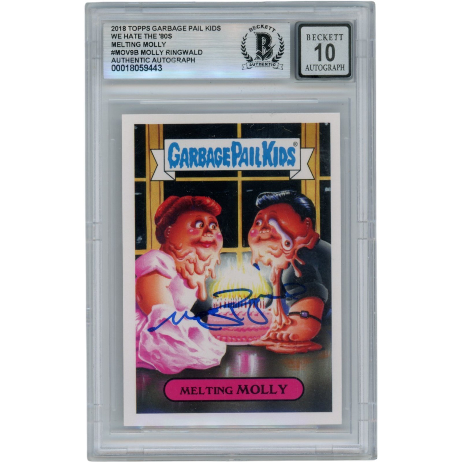 Molly Ringwald Signed 2018 Topps Melting Molly Garbage Pail Kids Beckett 54580