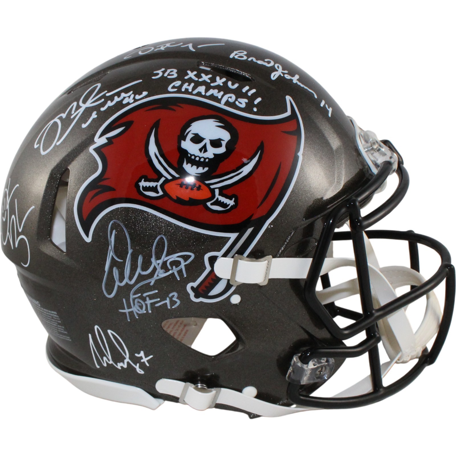 Tampa Bay Buccaneers SB 37 Brooks Sapp +4 Signed Pro TB Helmet Beckett W 54864