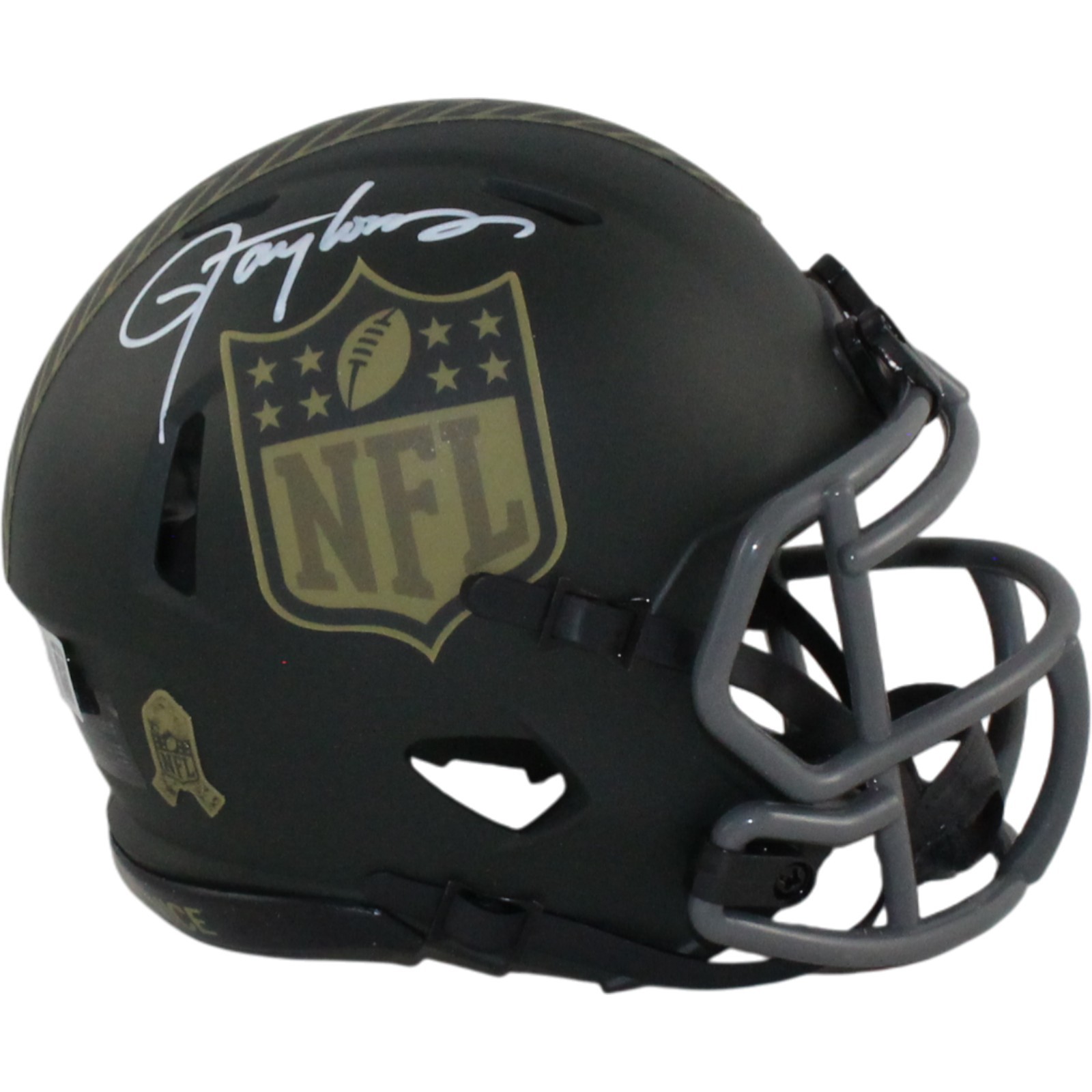 Lawrence Taylor Autographed NFL Shield 25 STS Mini Helmet Beckett Witness 55043