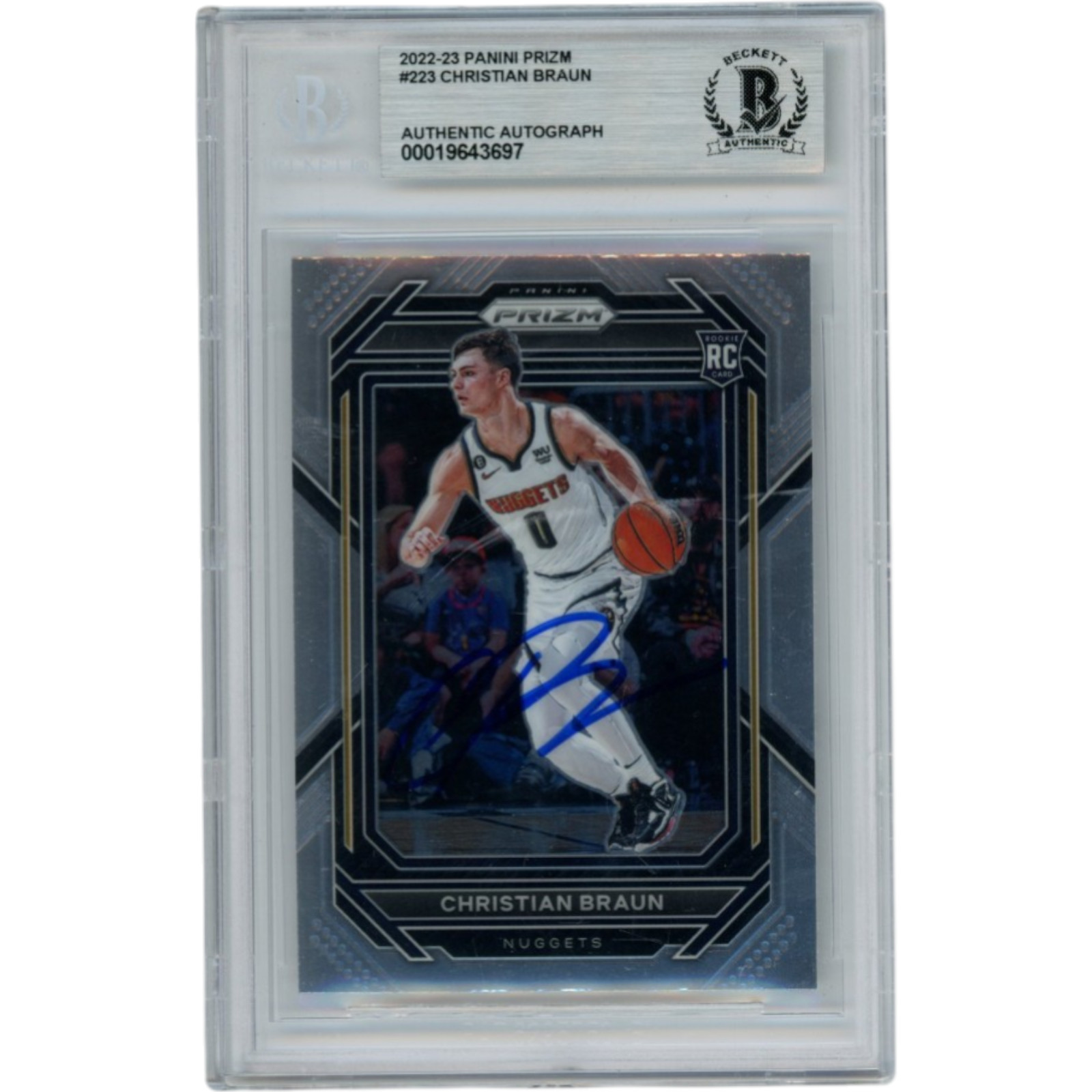 Christian Braun Autographed 2022 Prizm #223 Slabbed Trading Card Beckett 52720