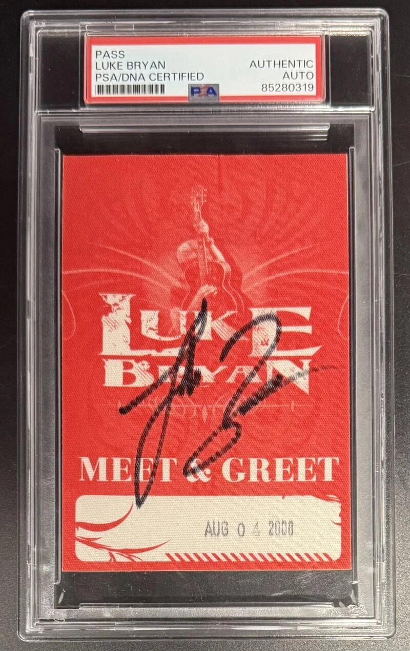 Luke Bryan Signed Autograph PSA/DNA COA Slab Original Backstage VIP Meet Pass B